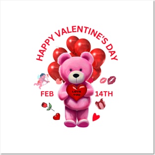 Happy Valentine's Day Adorable Teddy Bear Posters and Art